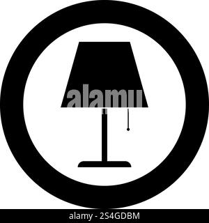 Table lamp Night lamp Clasic lamp icon in circle round black color vector illustration flat style simple image. Table lamp Night lamp Clasic lamp icon in circle round black color vector illustration flat style image Stock Vector
