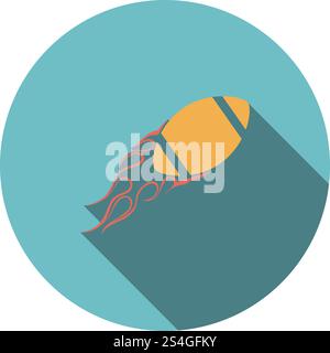 American football fire ball icon. Flat color design. Vector illustration. Stock Vector
