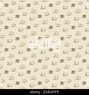 Flat coffee cup and mug seamless pattern for cafe, shop, markets. Vector illustration. Flat coffee cup and mug seamless pattern for cafe, shop Stock Vector