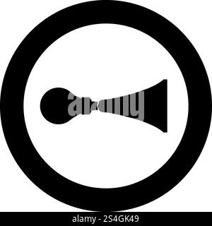 Car horn Klaxon vintage style Car single tube air horn Hooter Car whistle Siren Buzzer icon in circle round black color vector illustration flat style simple image. Car horn Klaxon vintage style Car single tube air horn Hooter Car whistle Siren Buzzer icon in circle round black color vector illustration flat style image Stock Vector