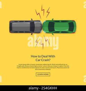 Vector two cars accident top aerial view illustration. Concept of ...