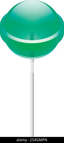 Green lollipop icon. Isometric of green lollipop vector icon for web design isolated on white background. Green lollipop icon, isometric style Stock Vector