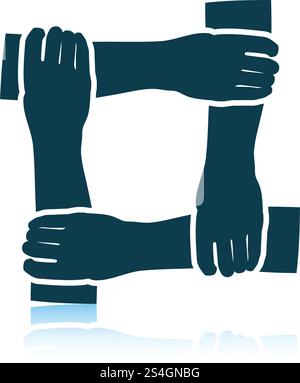 Crossed hands icon. Shadow reflection design. Vector illustration. Stock Vector