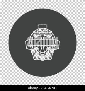 Baseball face protector icon. Subtract stencil design on tranparency grid. Vector illustration. Stock Vector