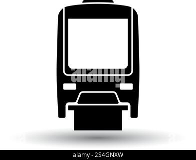 Monorail  icon front view. Black on White Background With Shadow. Vector Illustration. Stock Vector