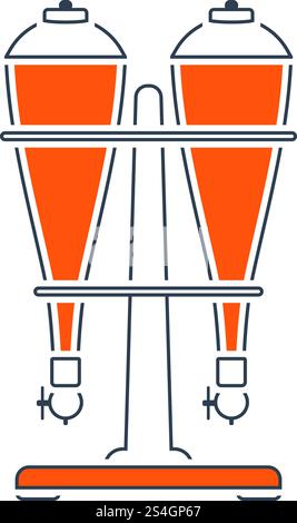 Icon Of Soda Siphon Equipment. Thin Line With Red Fill Design. Vector Illustration. Stock Vector