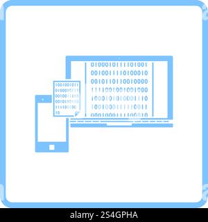 Exchanging Data Icon. Blue Frame Design. Vector Illustration. Stock Vector
