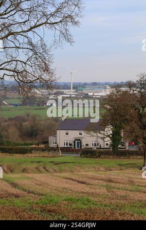 Moira Demesne, Moira, County Down, Northern Ireland, UK. 12 Jan 2025. UK weather - milder weather has arrived in Moira, with temperatures jumping up dramatically to a heady 6C. However it is still January and cold in the breeze. The countryside to the north, looking towards County Antrim. Credit: CAZIMB/Alamy Live News. Stock Photo