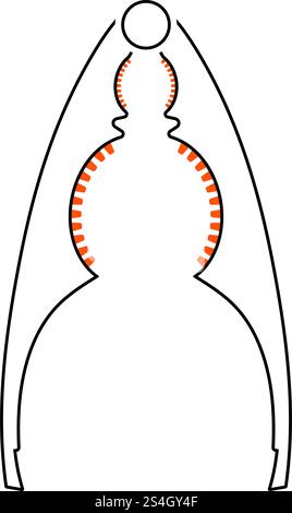 Nutcracker Pliers Icon. Thin Line With Orange Fill Design. Vector Illustration. Stock Vector