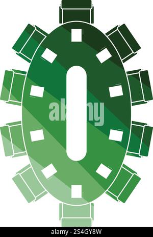 Negotiating table icon. Flat color design. Vector illustration. Stock Vector