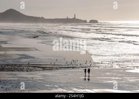 Walking on Moolach Beach, Oregon. Stock Photo