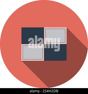 Wall Cabinet Icon. Flat Circle Stencil Design With Long Shadow. Vector Illustration. Stock Vector