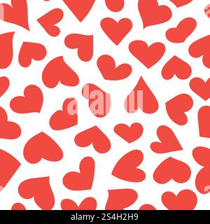 Hearts seamless pattern. Red hearts on white background Stock Vector