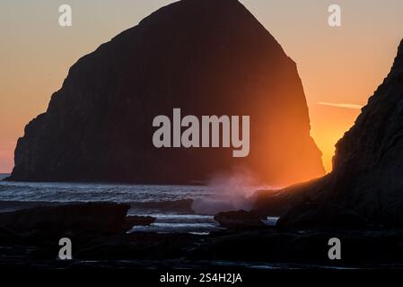 Haystack Rock from Cape Kiwanda, Oregon. Stock Photo