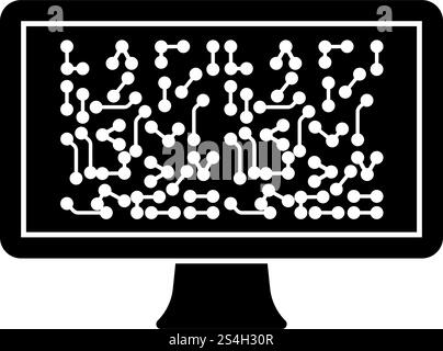 Screen with the scheme Technology concept icon black color vector illustration flat style simple image Stock Vector