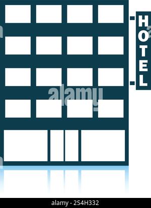 Hotel building icon. Shadow reflection design. Vector illustration. Stock Vector