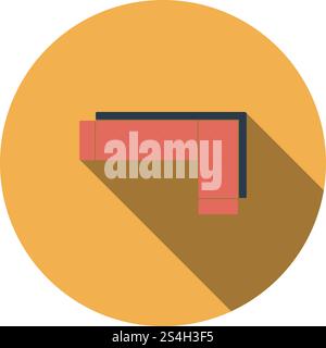 Corner Sofa Icon. Flat Circle Stencil Design With Long Shadow. Vector Illustration. Stock Vector