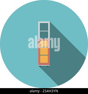 Narrow Cabinet Icon. Flat Circle Stencil Design With Long Shadow. Vector Illustration. Stock Vector