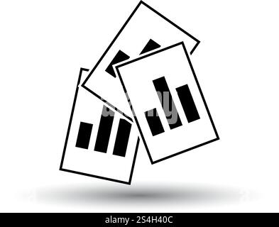 Analytics Sheets Icon. Black on White Background With Shadow. Vector Illustration. Stock Vector