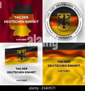 Deutschen Einheit banner set. Isometric set of deutschen Einheit vector banner for web design. Deutschen Einheit banner set, isometric style Stock Vector