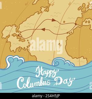 Columbus day concept background. Hand drawn illustration of columbus day vector concept background for web design. Columbus day concept background, hand drawn style Stock Vector