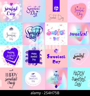 Sweetest day logo set. Simple set of sweetest day vector logo for web design on white background. Sweetest day logo set, simple style Stock Vector