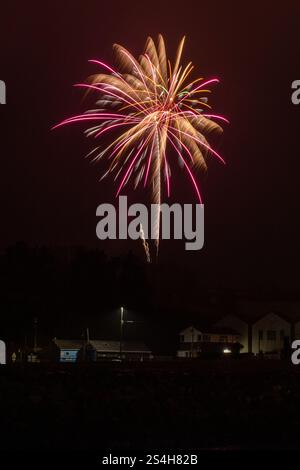 New Year's Eve fireworks display in Bantry, West Cork, Ireland. Stock Photo