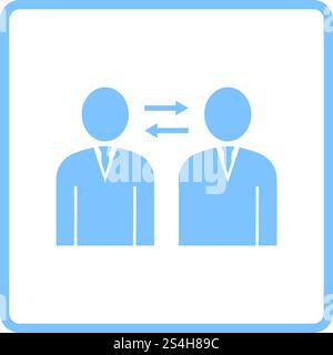 Corporate Interaction Icon. Blue Frame Design. Vector Illustration. Stock Vector