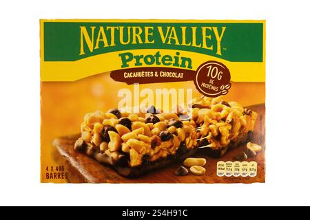 pack of Nature Valley brand cereal bars isolated on a white background Stock Photo
