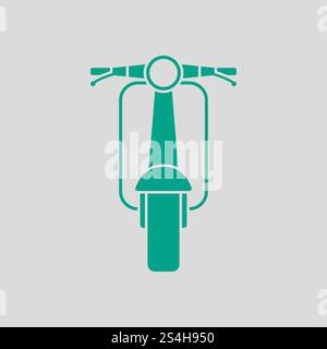 Scooter Icon Front View. Green on Gray Background. Vector Illustration. Stock Vector