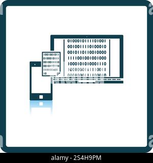 Exchanging Data Icon. Square Shadow Reflection Design. Vector ...