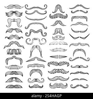 Retro style of hairs. Mustache of men. Vector pictures isolate ...
