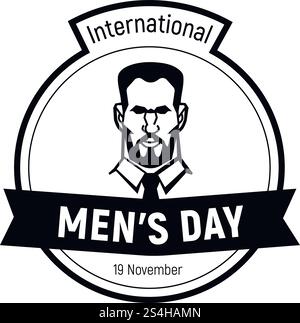 International mens day face icon. Simple illustration of international mens day face vector icon for web design isolated on white background. International mens day face icon, simple style Stock Vector