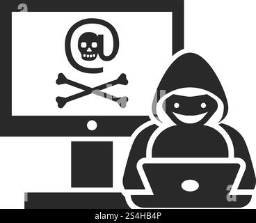 Hacker activity icon. Simple illustration of hacker activity vector icon for web design isolated on white background. Hacker activity icon, simple style Stock Vector