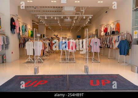 Busan, South Korea - May 25, 2017: entrance to a clothes store in Busan. Stock Photo