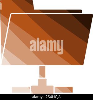Shared Folder Icon. Flat Color Ladder Design. Vector Illustration. Stock Vector