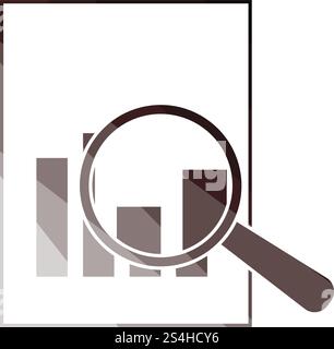 Magnificent Glass On Paper With Chart Icon. Flat Color Ladder Design. Vector Illustration. Stock Vector