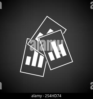 Analytics Sheets Icon. White on Black Background. Vector Illustration. Stock Vector