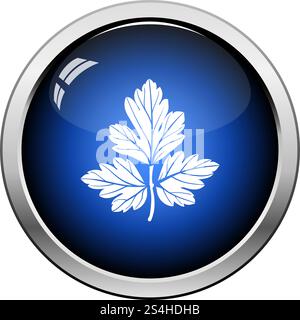 Parsley Icon. Glossy Button Design. Vector Illustration. Stock Vector