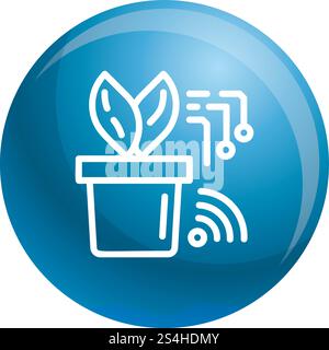 Smart plant pot icon. Outline smart plant pot vector icon for web design isolated on white background. Smart plant pot icon, outline style Stock Vector