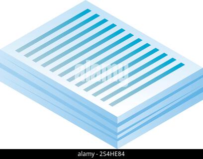 Stack paper icon. Isometric of stack paper vector icon for web design isolated on white background. Stack paper icon, isometric style Stock Vector