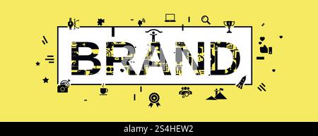 Brand concept banner. Simple illustration of brand vector concept banner for web design isolated on white background. Brand concept banner, simple style Stock Vector