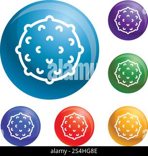 Space satellite icons set vector 6 color isolated on white background. Space satellite icons set vector Stock Vector