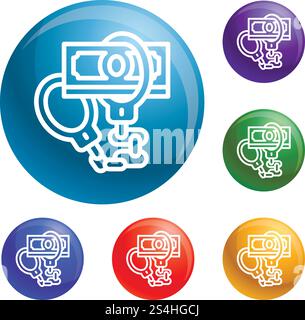 Handcuffs bribery icons set vector 6 color isolated on white background. Handcuffs bribery icons set vector Stock Vector