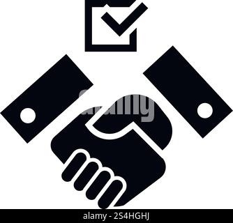 Political hand shake icon. Simple illustration of political hand shake vector icon for web design isolated on white background. Political hand shake icon, simple style Stock Vector