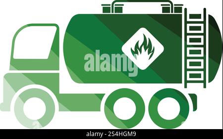 Oil truck icon. Flat color design. Vector illustration. Stock Vector