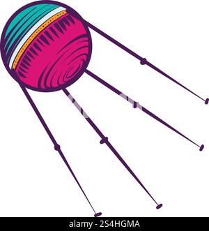 Ball satellite icon. Hand drawn illustration of ball satellite vector icon for web design. Ball satellite icon, hand drawn style Stock Vector