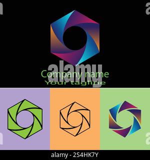 Excellent Unique logo design with different designs of the same shape Stock Vector