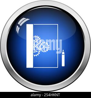 Product Development Icon. Glossy Button Design. Vector Illustration. Stock Vector