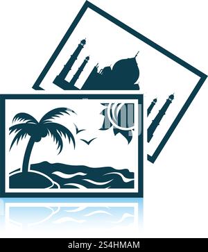 Two travel photograph icon. Shadow reflection design. Vector illustration. Stock Vector